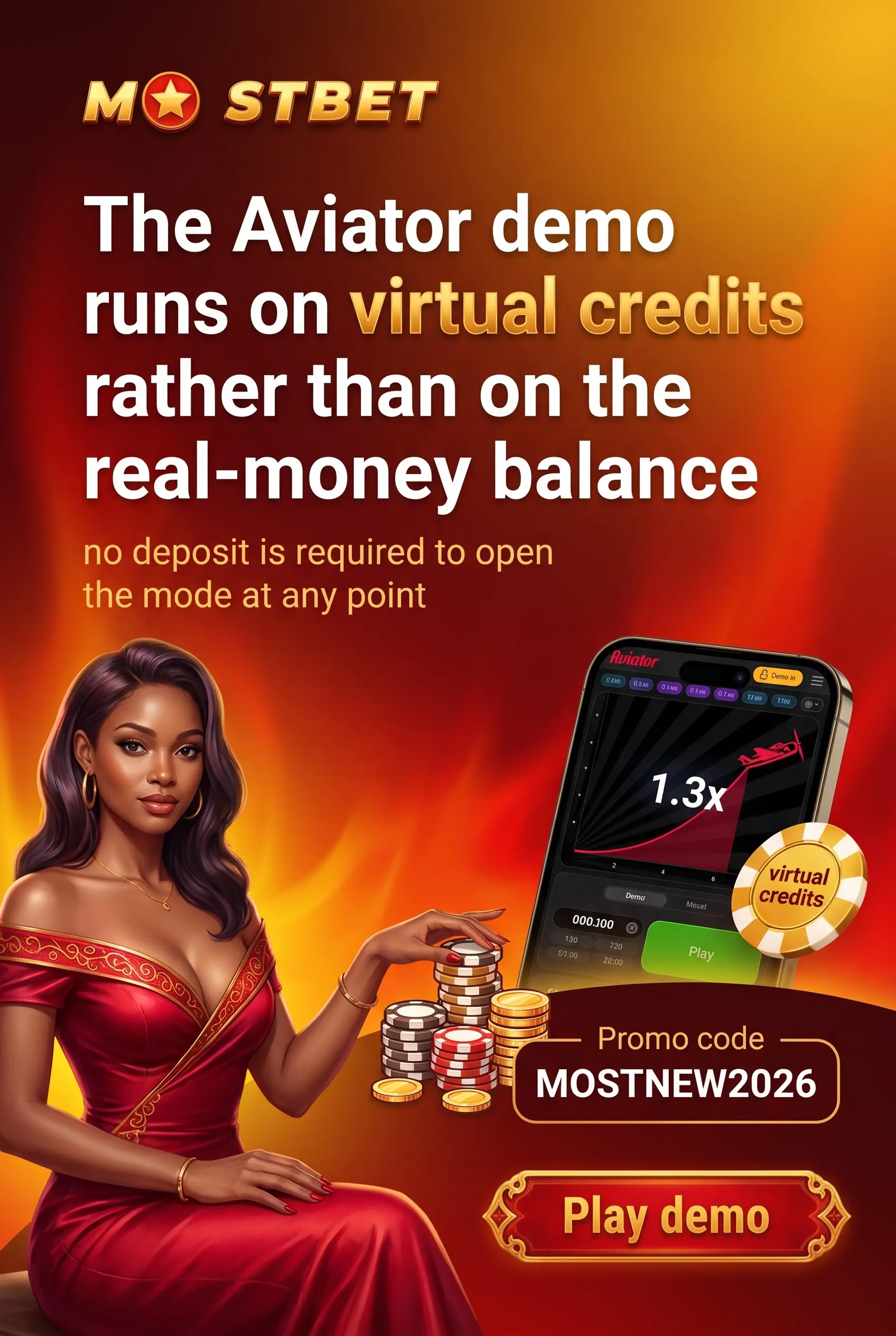 Aviator demo: the virtual-credit mode